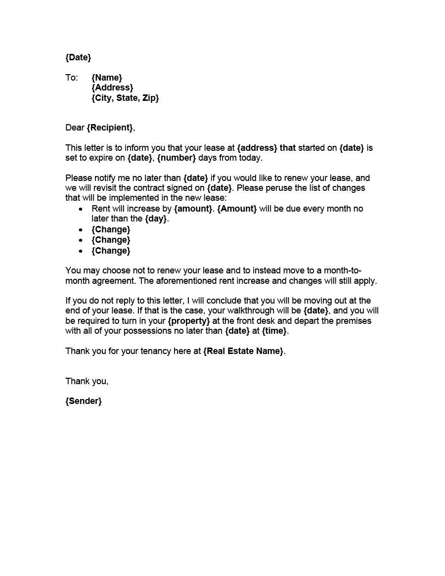 36 Best Lease Renewal Letters Forms Word Pdf Template Lab 