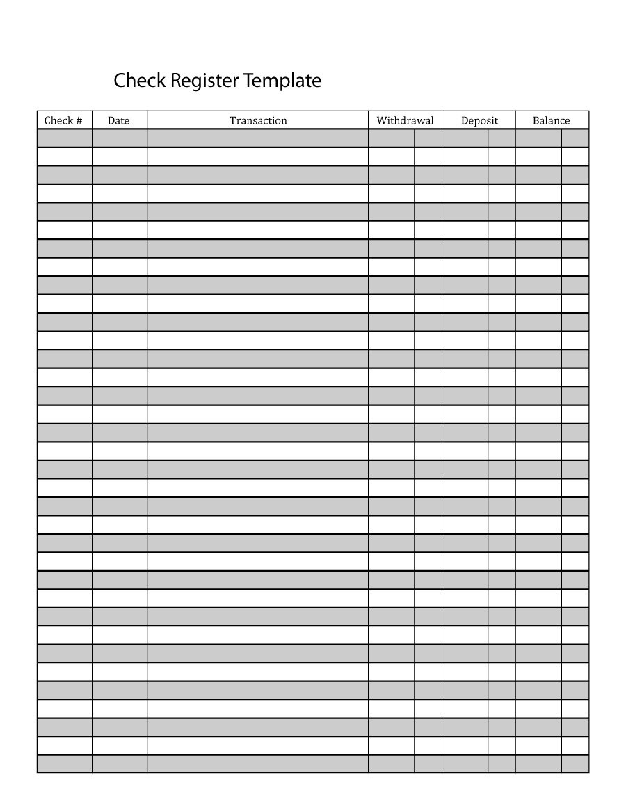 37 Checkbook Register Templates [100% Free, Printable] ᐅ Template Lab - Free Printable Check Register With Running Balance