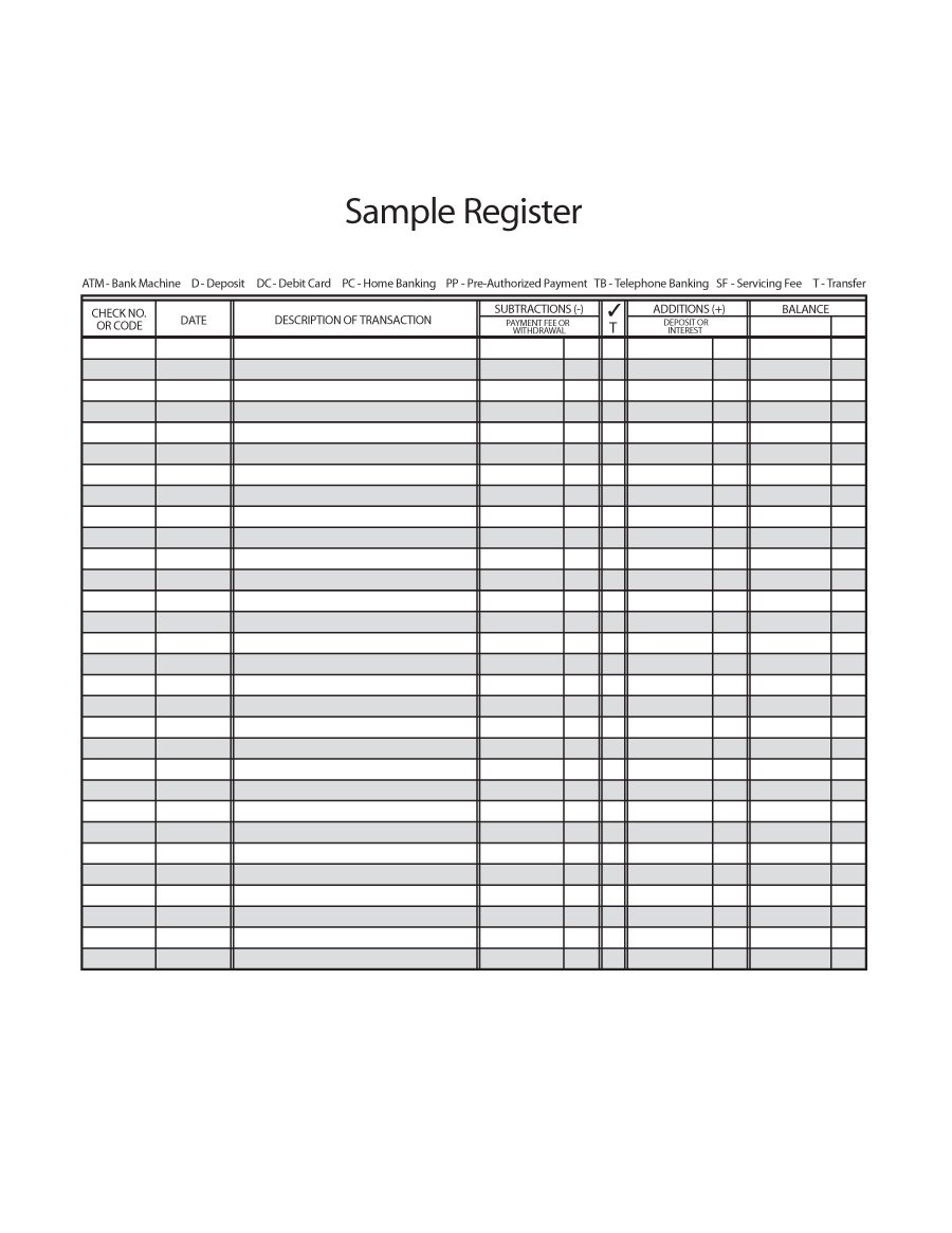 37 Checkbook Register Templates [100% Free, Printable] ᐅ Template Lab - Free Printable Check Register With Running Balance