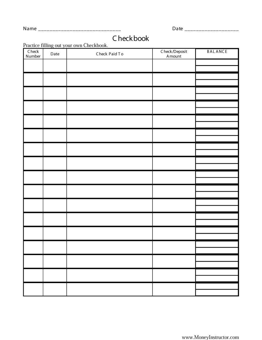 37 Checkbook Register Templates [100% Free, Printable] ᐅ Template Lab - Free Printable Check Register With Running Balance