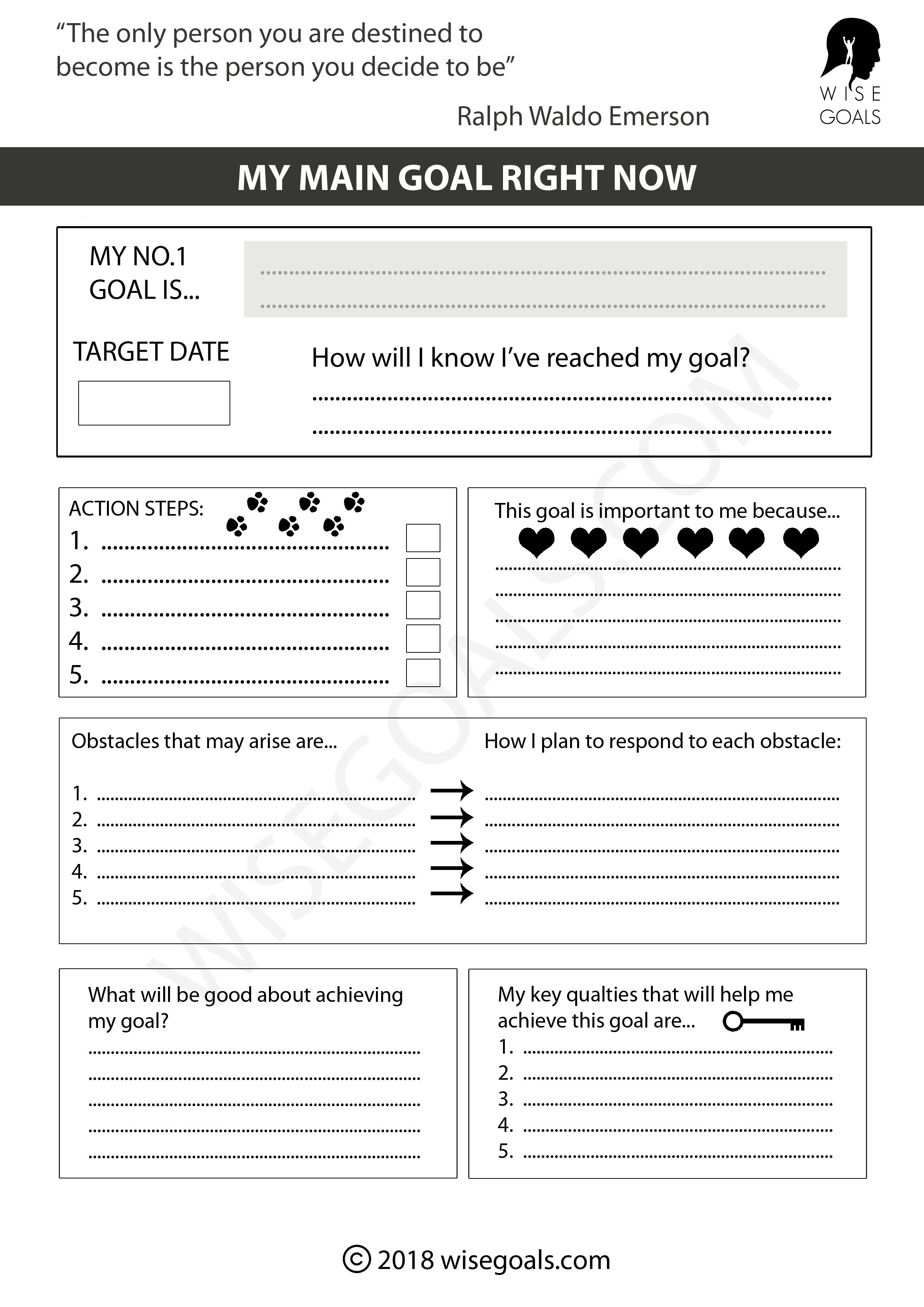 Free Printable Goal Sheets Pdf