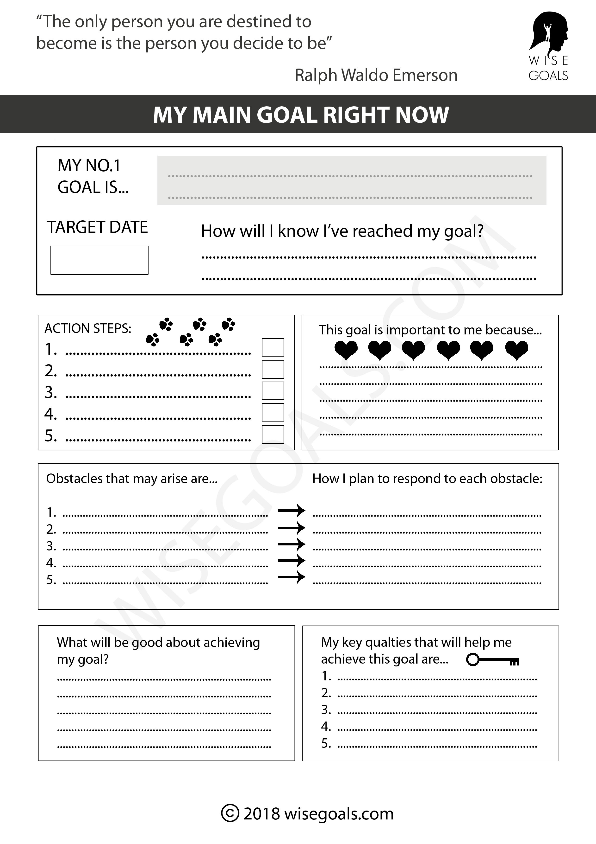 Free Printable Goal Setting Worksheets For Students Free Printable