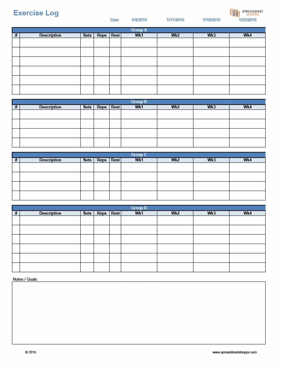 40+ Effective Workout Log &amp;amp; Calendar Templates ᐅ Template Lab - Free Printable Workout Plans