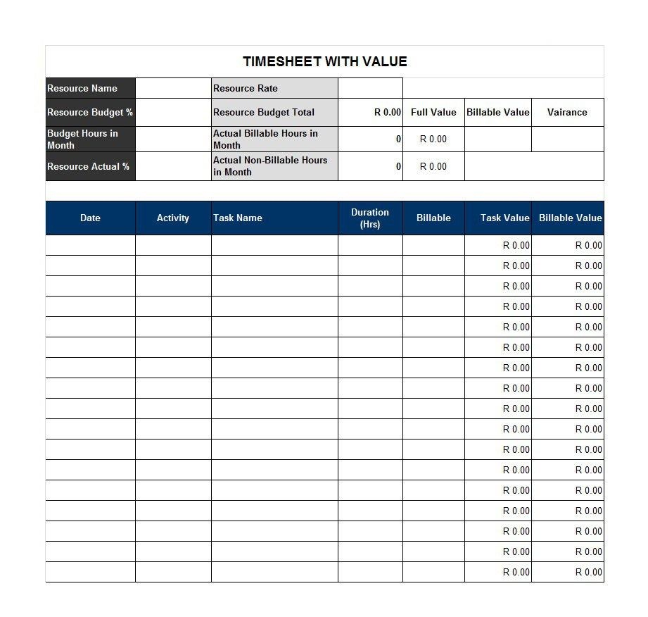 40 Free Timesheet / Time Card Templates ᐅ Template Lab - Free Printable Blank Time Sheets