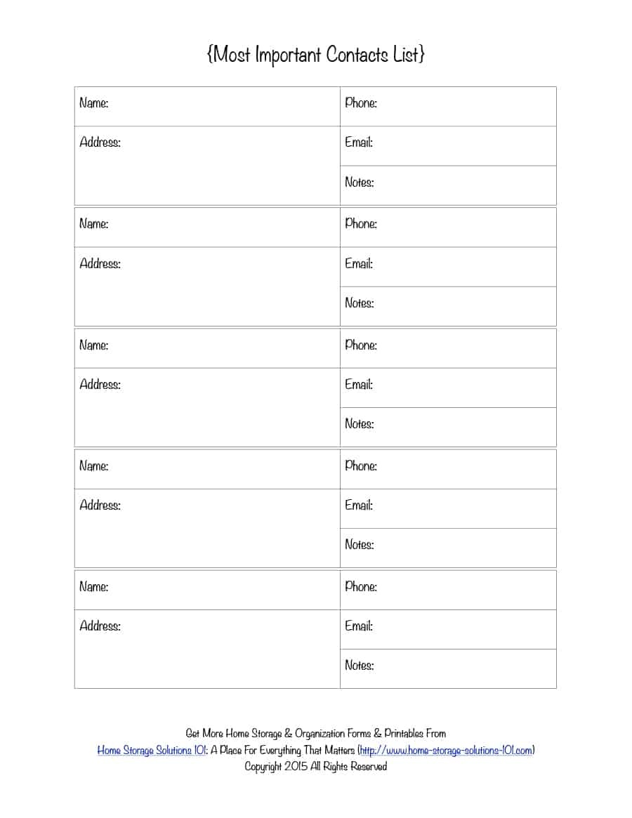 40 Phone &amp; Email Contact List Templates [Word, Excel] ᐅ Template Lab - Free Printable Phone List Template
