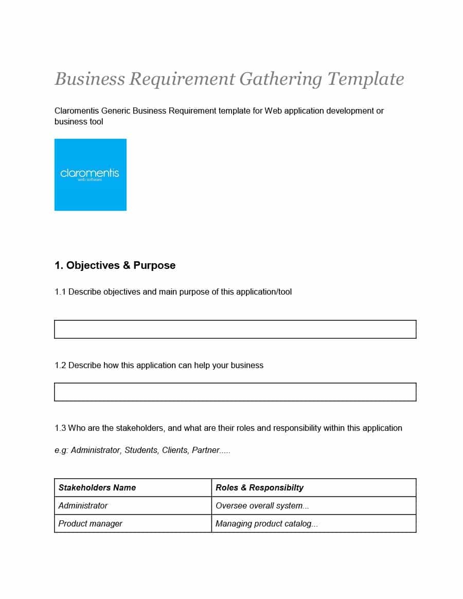 Business Requirement Document Template Simple