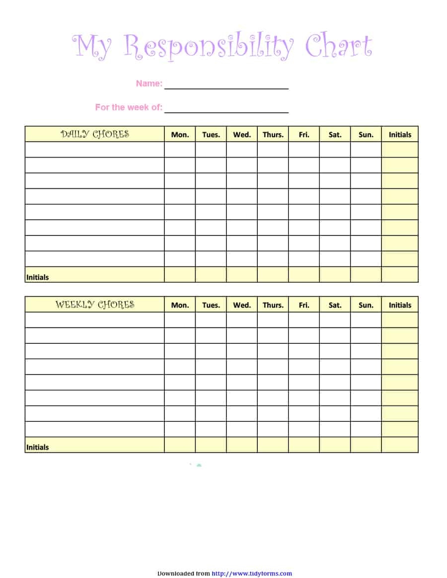 43 Free Chore Chart Templates For Kids ᐅ Template Lab - Free Printable Chore Chart Templates