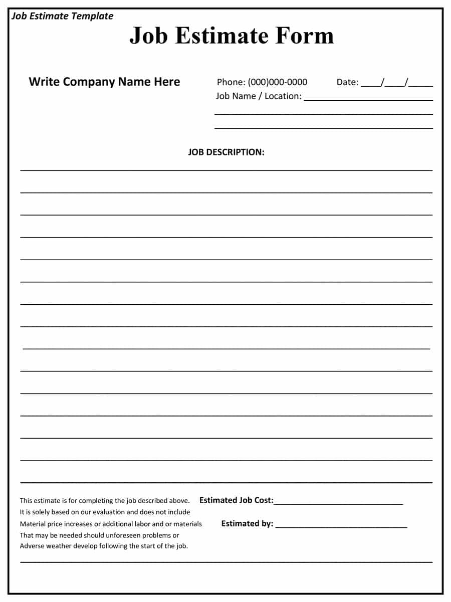 44 Free Estimate Template Forms [Construction, Repair, Cleaning] - Free Printable Contractor Bid Forms