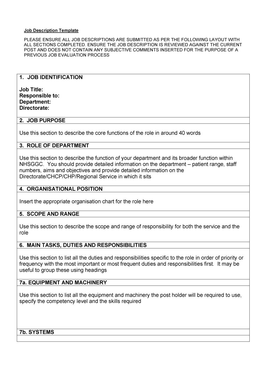 47 Job Description Templates &amp;amp; Examples ᐅ Template Lab - Free Printable Job Description Template