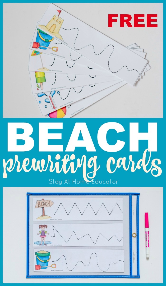 5 Beach Theme Printables Plus Free Prewriting Cards Printable - Stay - Free Printable Beach Pictures