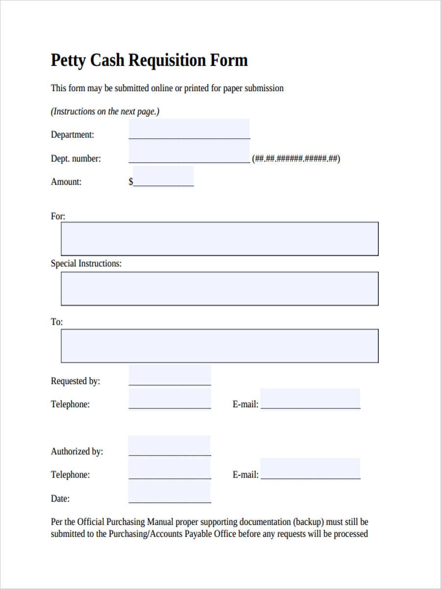 5+ Petty Cash Requisition Forms - Free Sample, Example Format Download - Free Printable Petty Cash Voucher