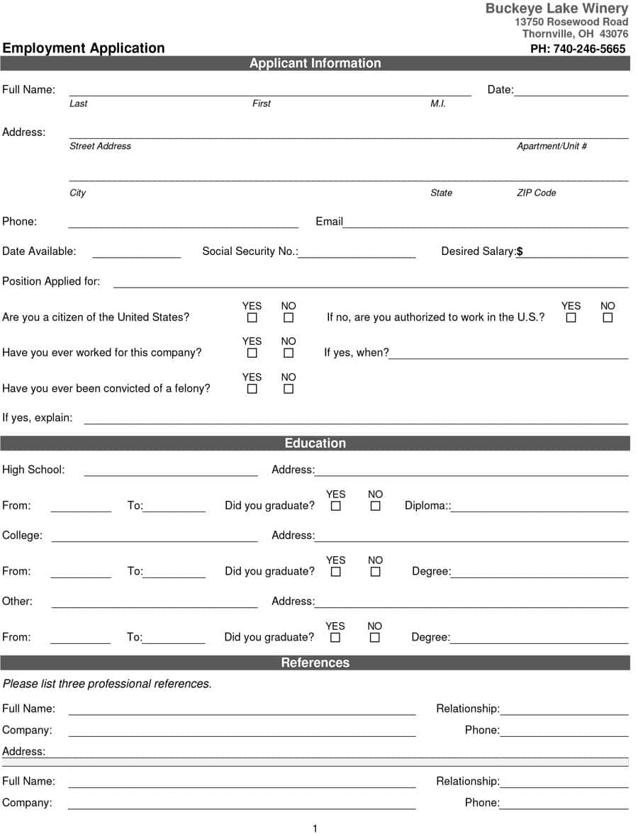 50 Free Employment / Job Application Form Templates [Printable] ᐅ - Free Printable Job Application