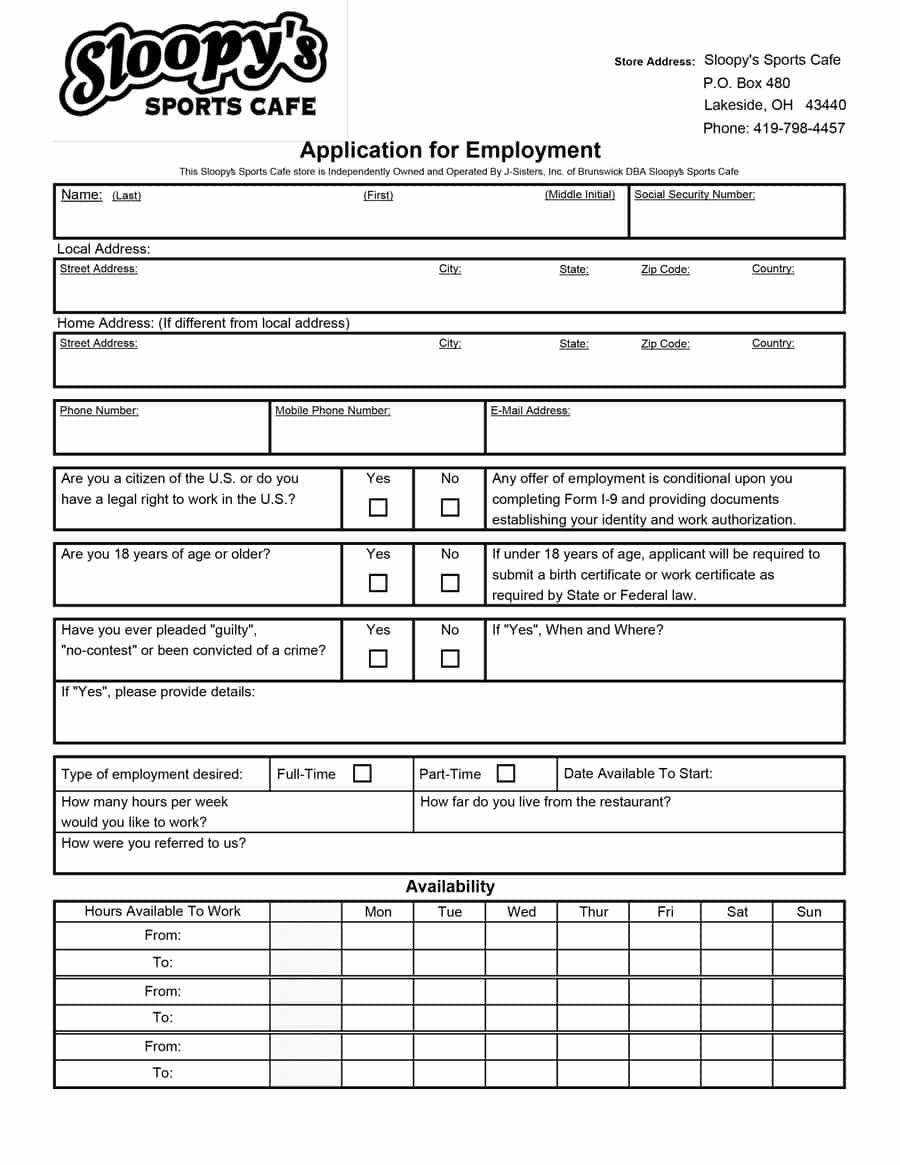 50 Free Employment / Job Application Form Templates [Printable] ᐅ - Free Printable Job Application Form