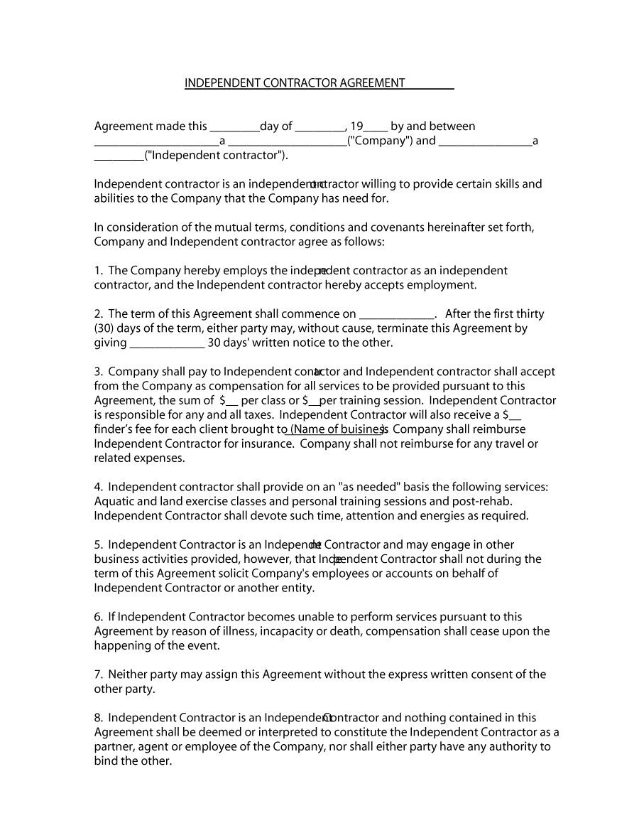 50+ Free Independent Contractor Agreement Forms &amp;amp; Templates - Free Printable Service Contract Forms
