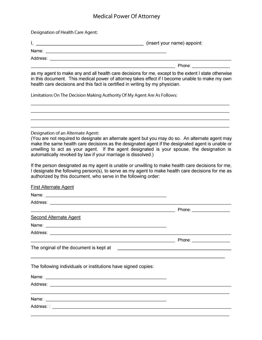 50 Free Power Of Attorney Forms &amp;amp; Templates (Durable, Medical,general) - Free Printable Medical Power Of Attorney