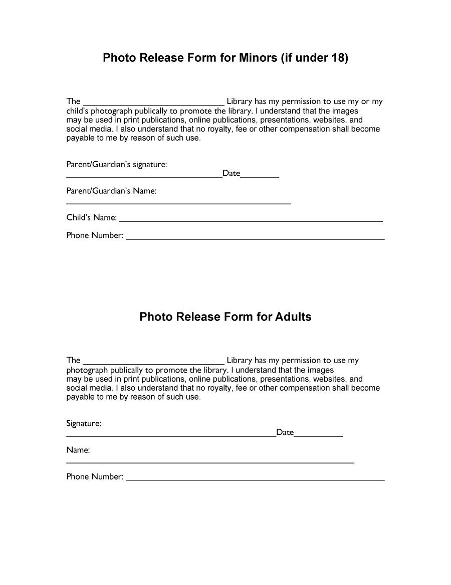 53 Free Photo Release Form Templates [Word, Pdf] ᐅ Template Lab - Free Printable Photo Release Form