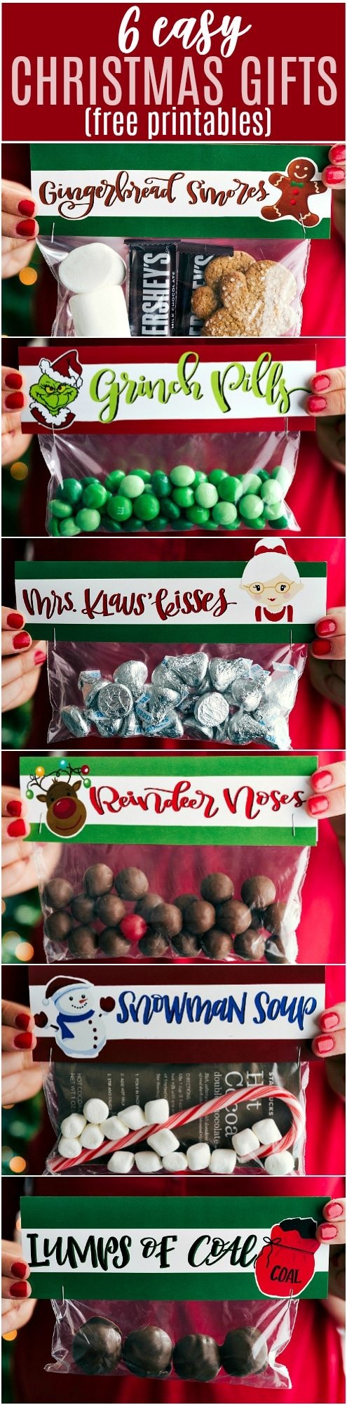 6 Easy Christmas Gifts {Free Printables} | Chelsea's Messy Apron - Free Printable Christmas Bag Toppers Templates