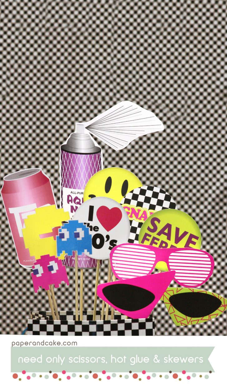 80S Photo Booth Props Printable Free