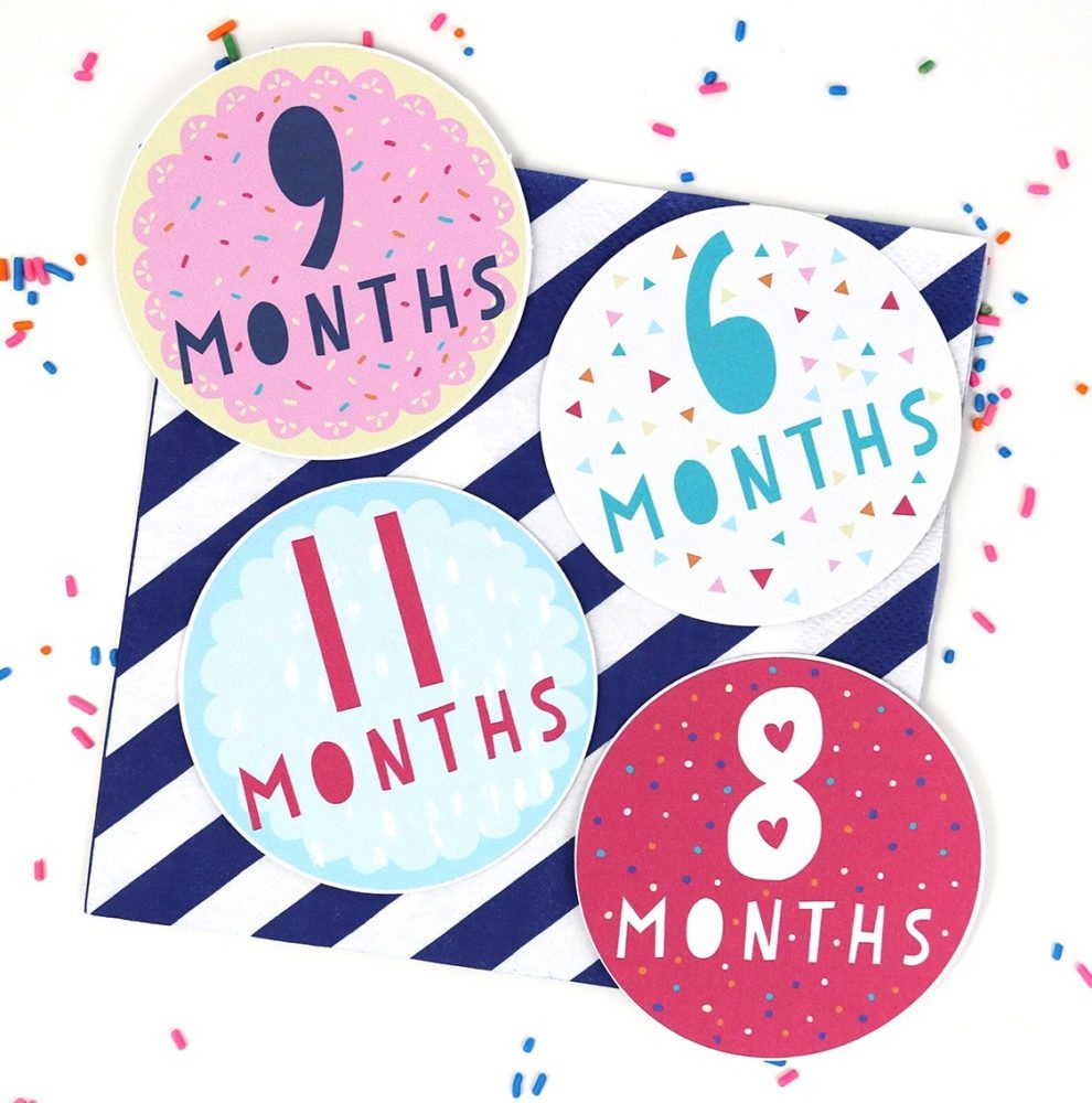 9 Free Printable Monthly Baby Stickers - Pretty My Party - Party Ideas - Free Printable Baby Month Stickers