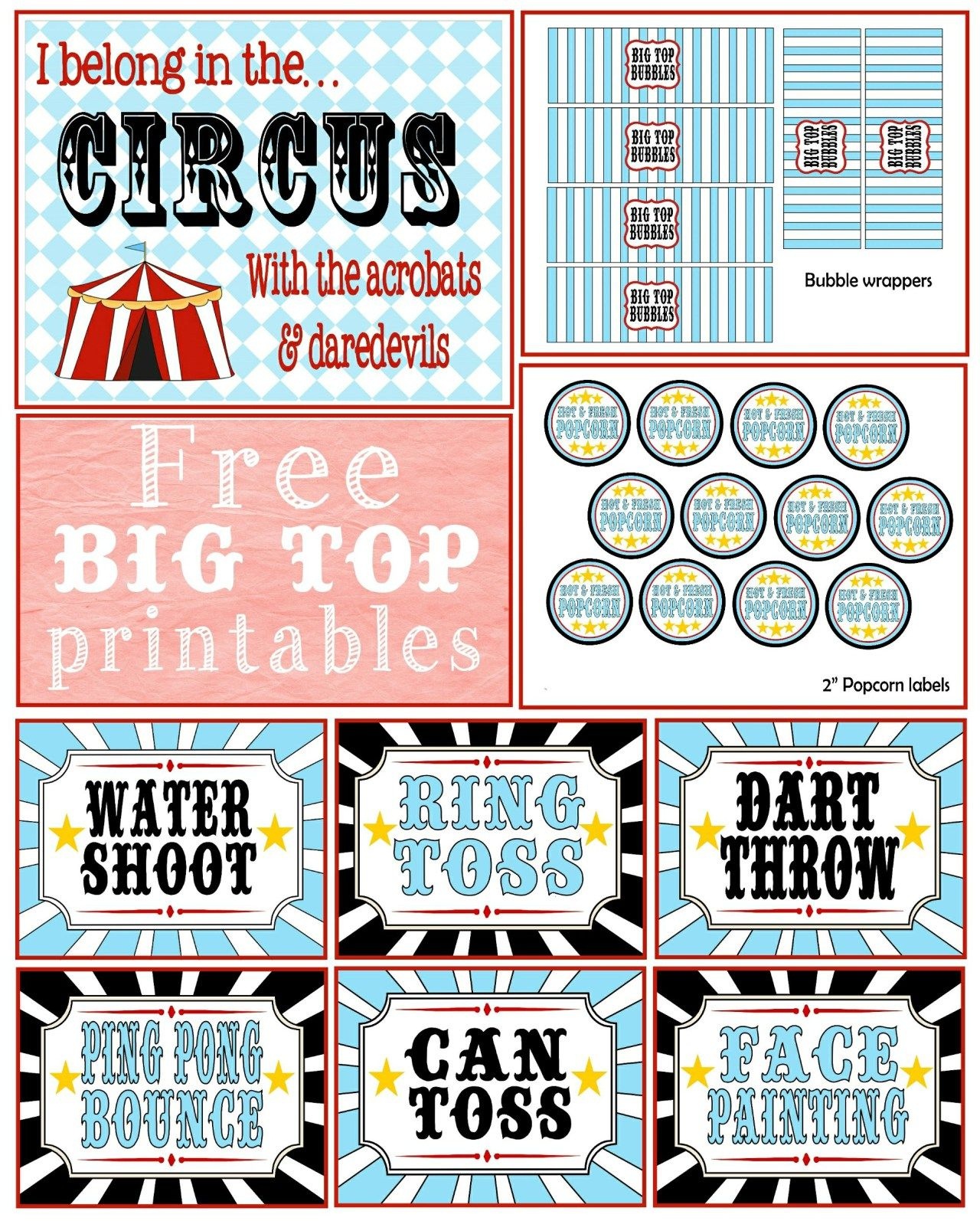 A First Birthday {Big Top} Bash + Free Printables | -♥- Parties - Free Printable Carnival Decorations