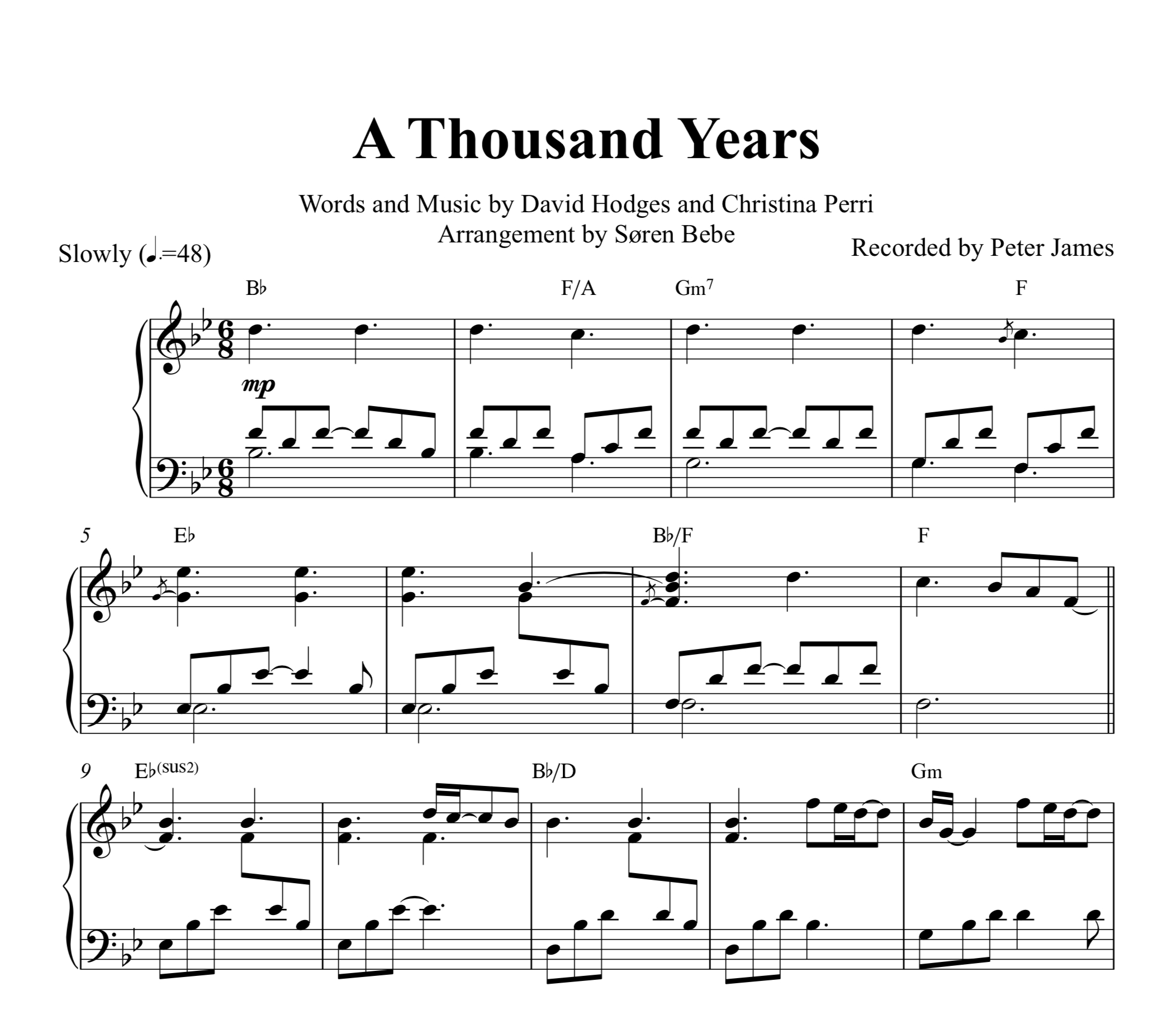 A Thousand Years (Christina Perri) Piano Sheet Music (Pdf) | Music - Free Printable Music Sheets Pdf