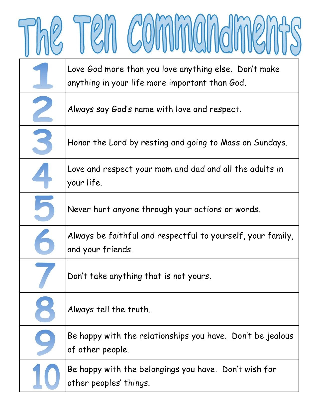 This Is A Free Printable Ten Commandments Word Find Puzzle For The