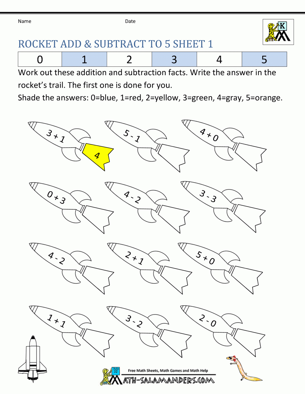 Addition Subtraction To 5 Worksheets For Kindergarten - Free Printable Addition And Subtraction Worksheets