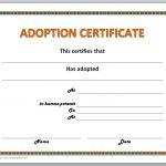 Adoption Certificate Template   Fake Adoption Certificate Free Printable