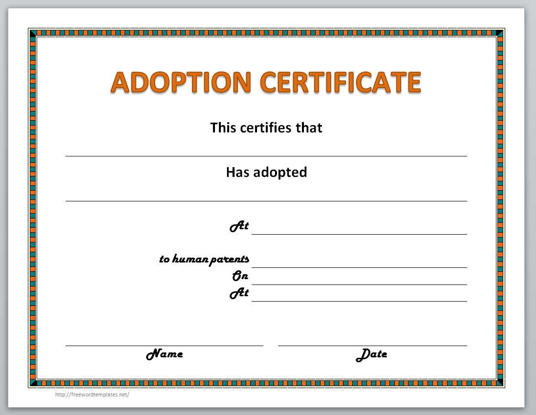 Free Printable Adoption Certificate Free Printable