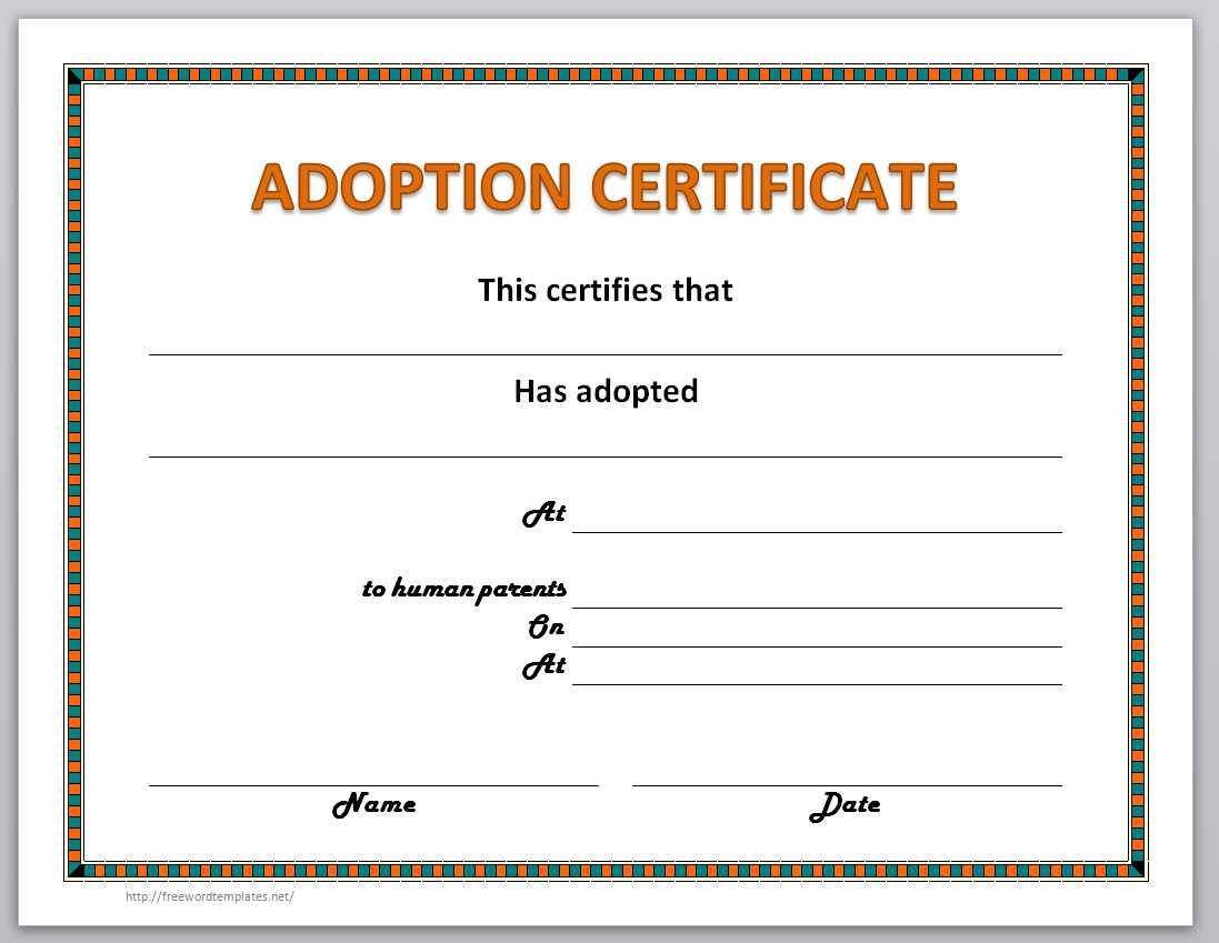 Adoption Certificate Template Free Printable Adoption Certificate