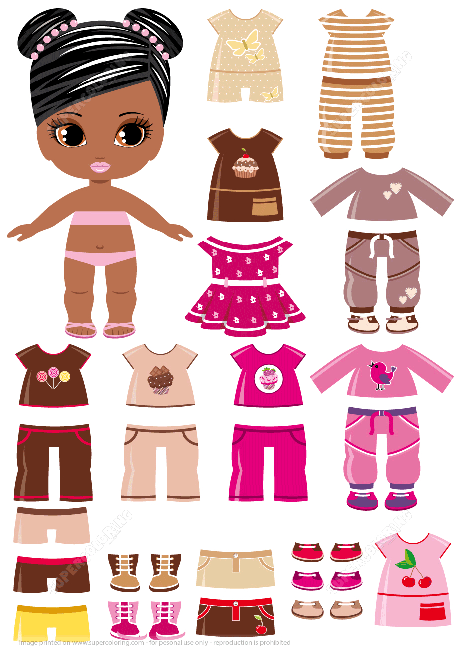 African-Amercian Girl With A Set Of Summer Clothing | Free Printable - Free Printable Dress Up Paper Dolls