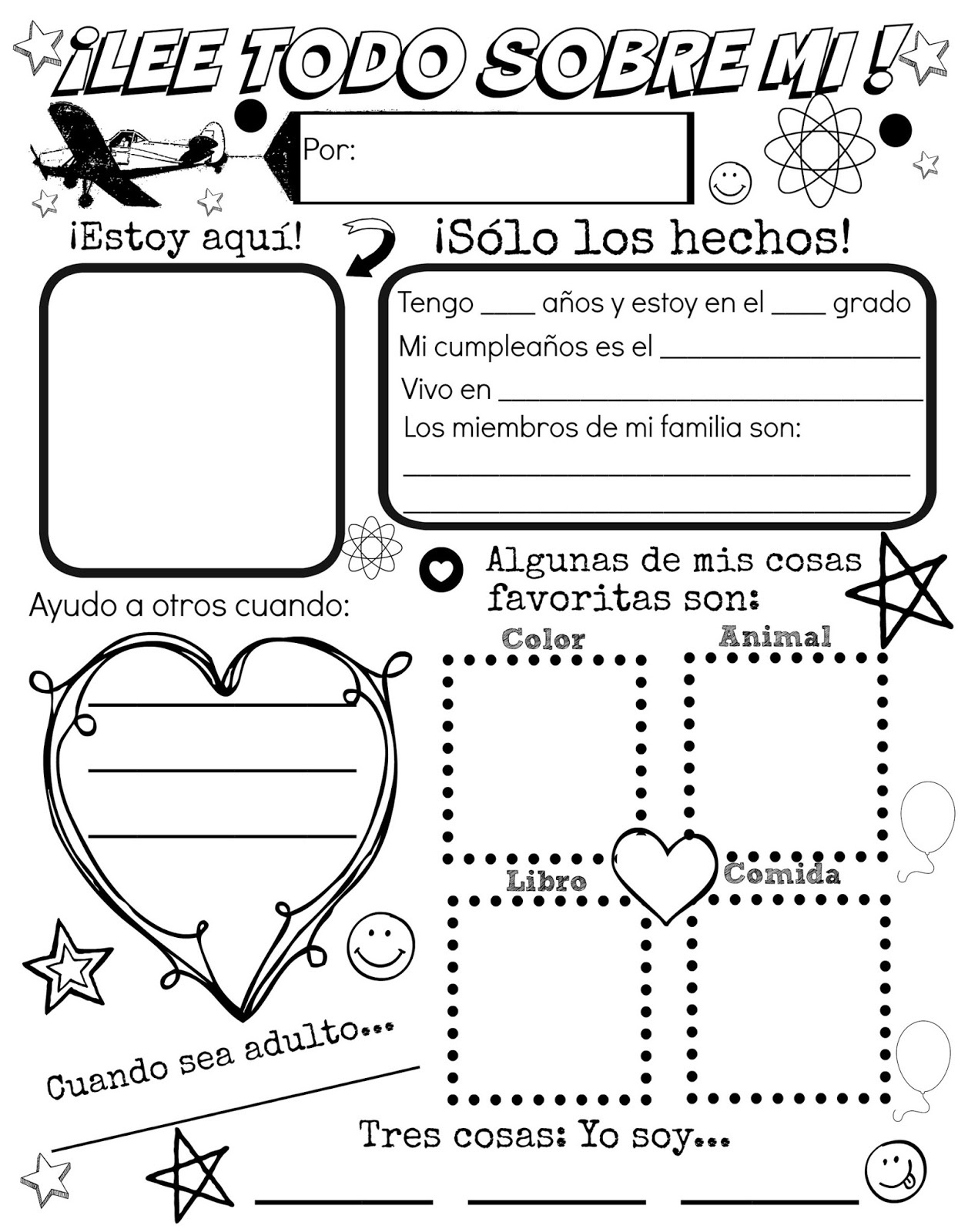 All About Me {Free Spanish Printable} | Discovering The World - Free Printable All About Me Poster