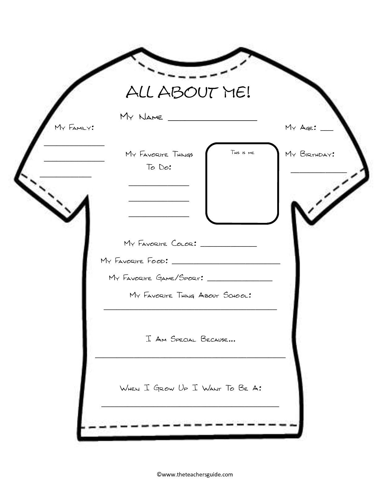 All About Me Template Worksheet | 1St Days Of School | All About Me - Free Printable All About Me Poster