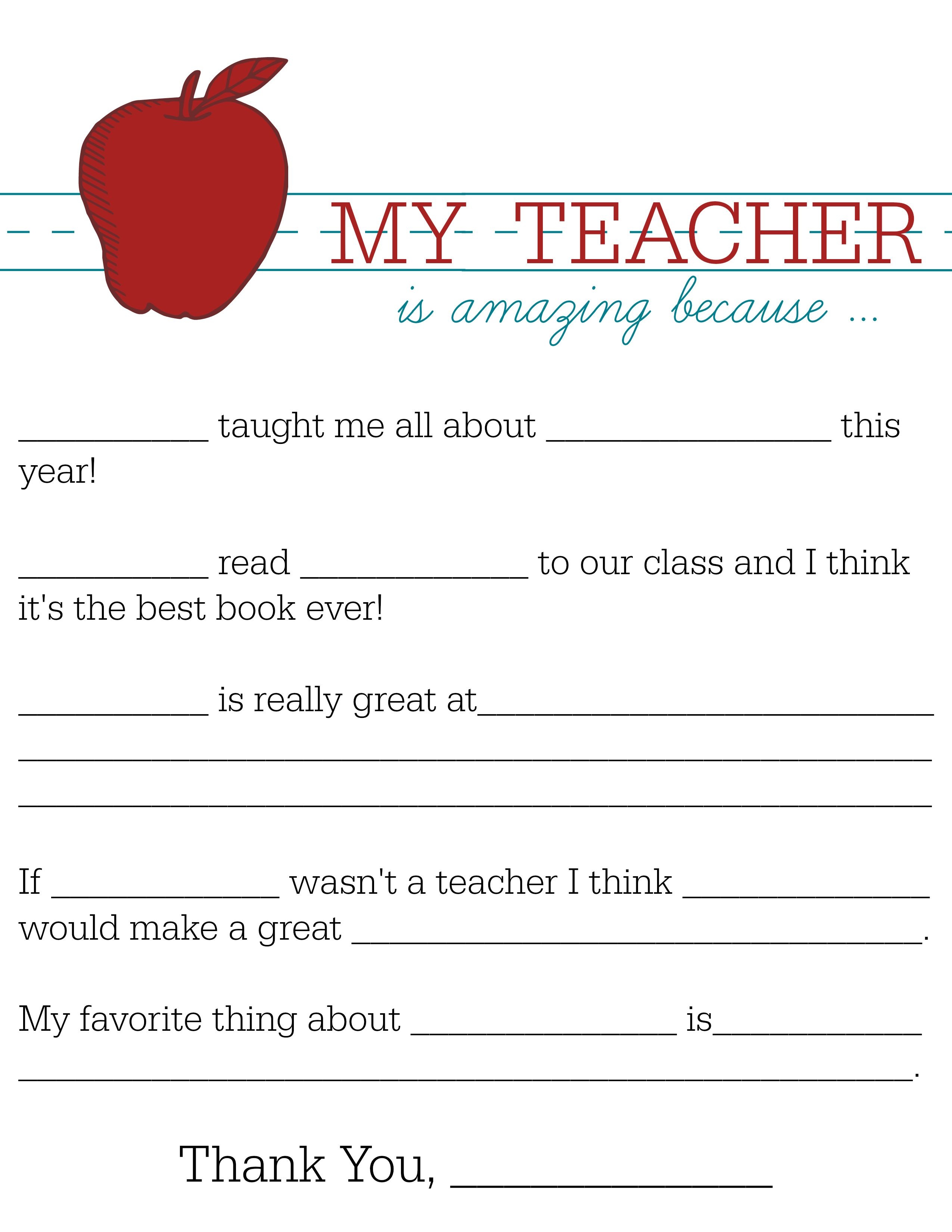 All About My Teacher | Parents: Raise A Reader Blog | Teacher - All About My Teacher Free Printable