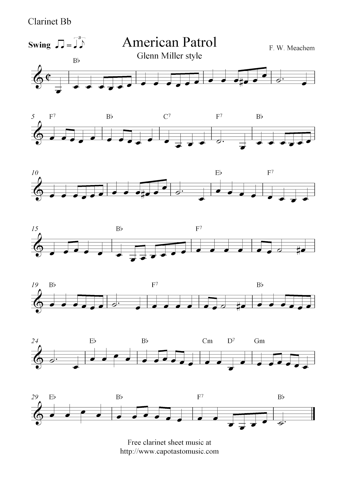 Free Sheet Music For Clarinet Printable - Free Printable