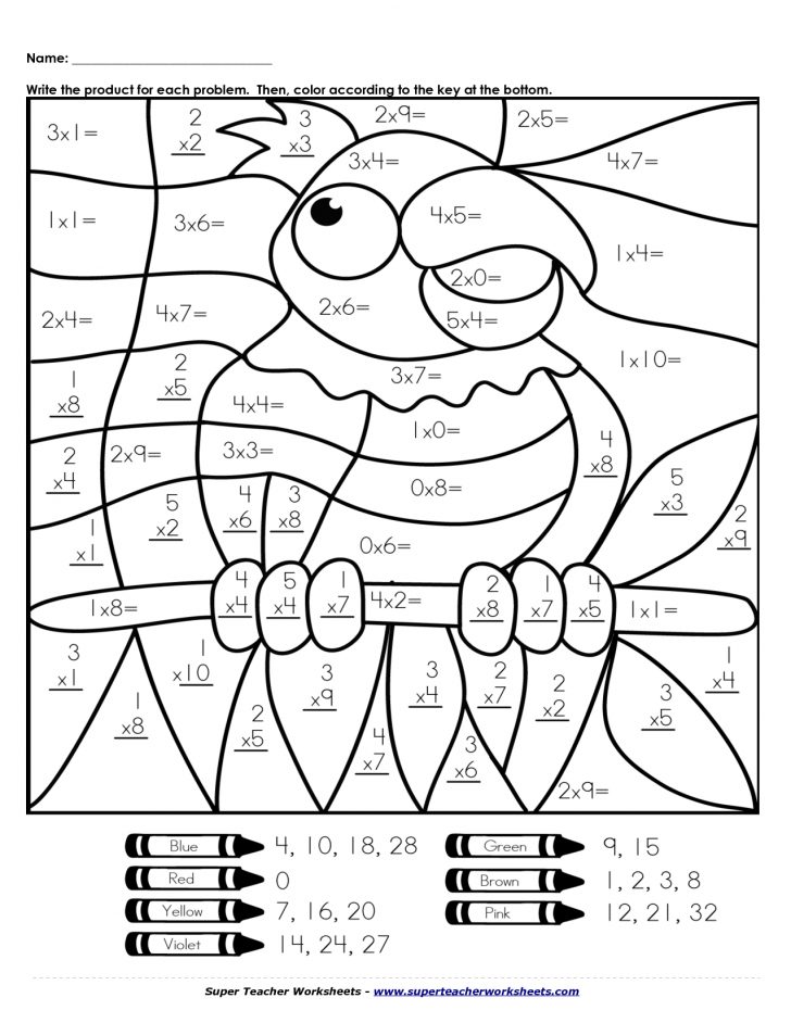 Free Printable Multiplication Color By Number