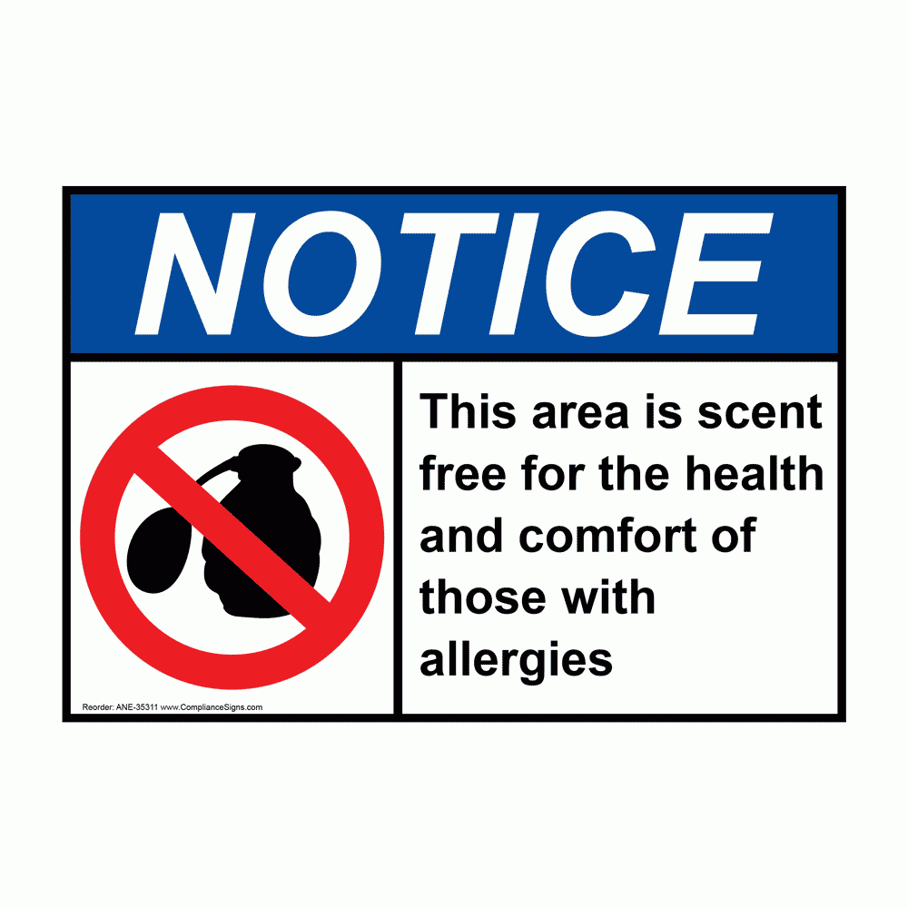 Ansi This Area Is Scent Free For Sign With Symbol Ane-35311 - Free Printable Fragrance Free Signs