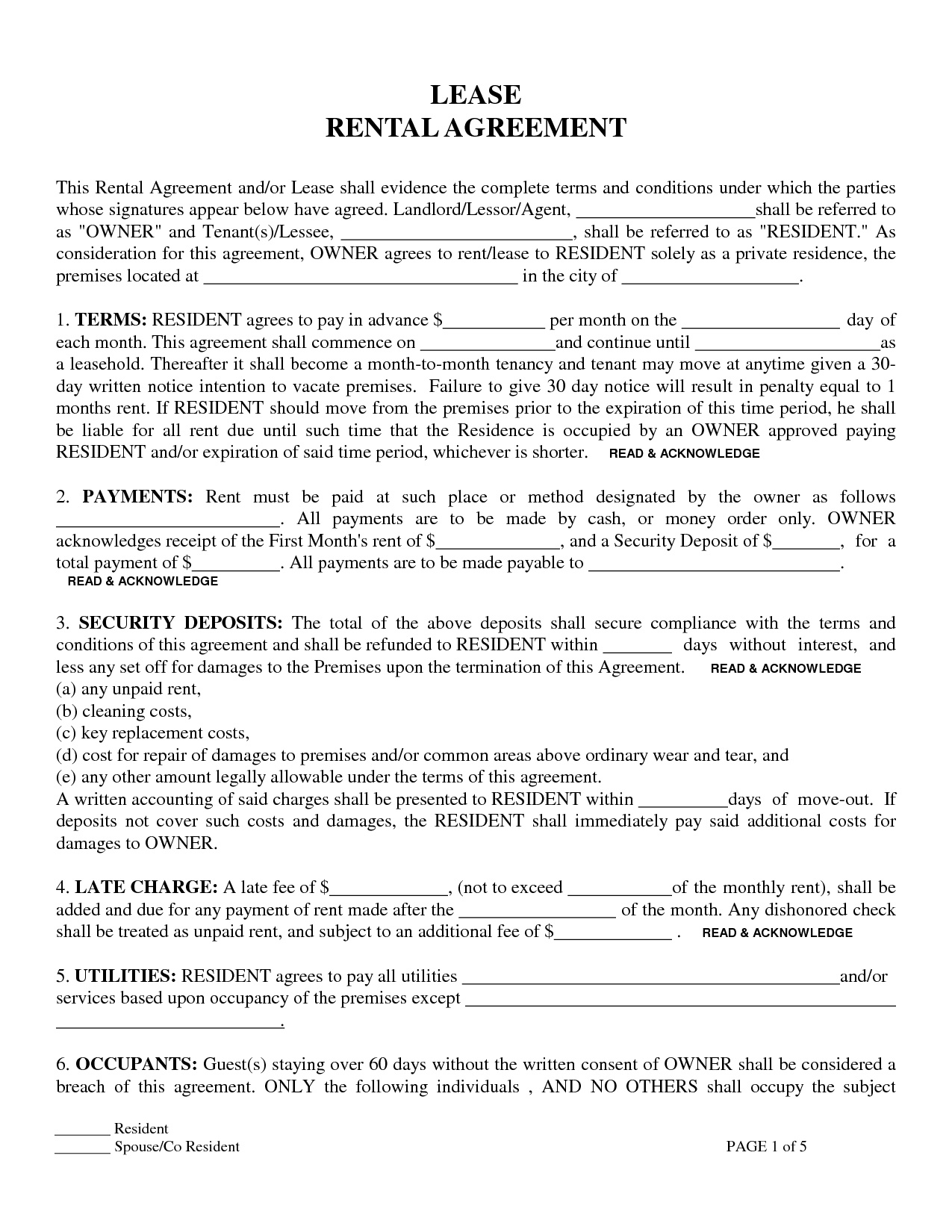 Free Week To Week (Weekly) Lease Agreement Template (PDF, Word)