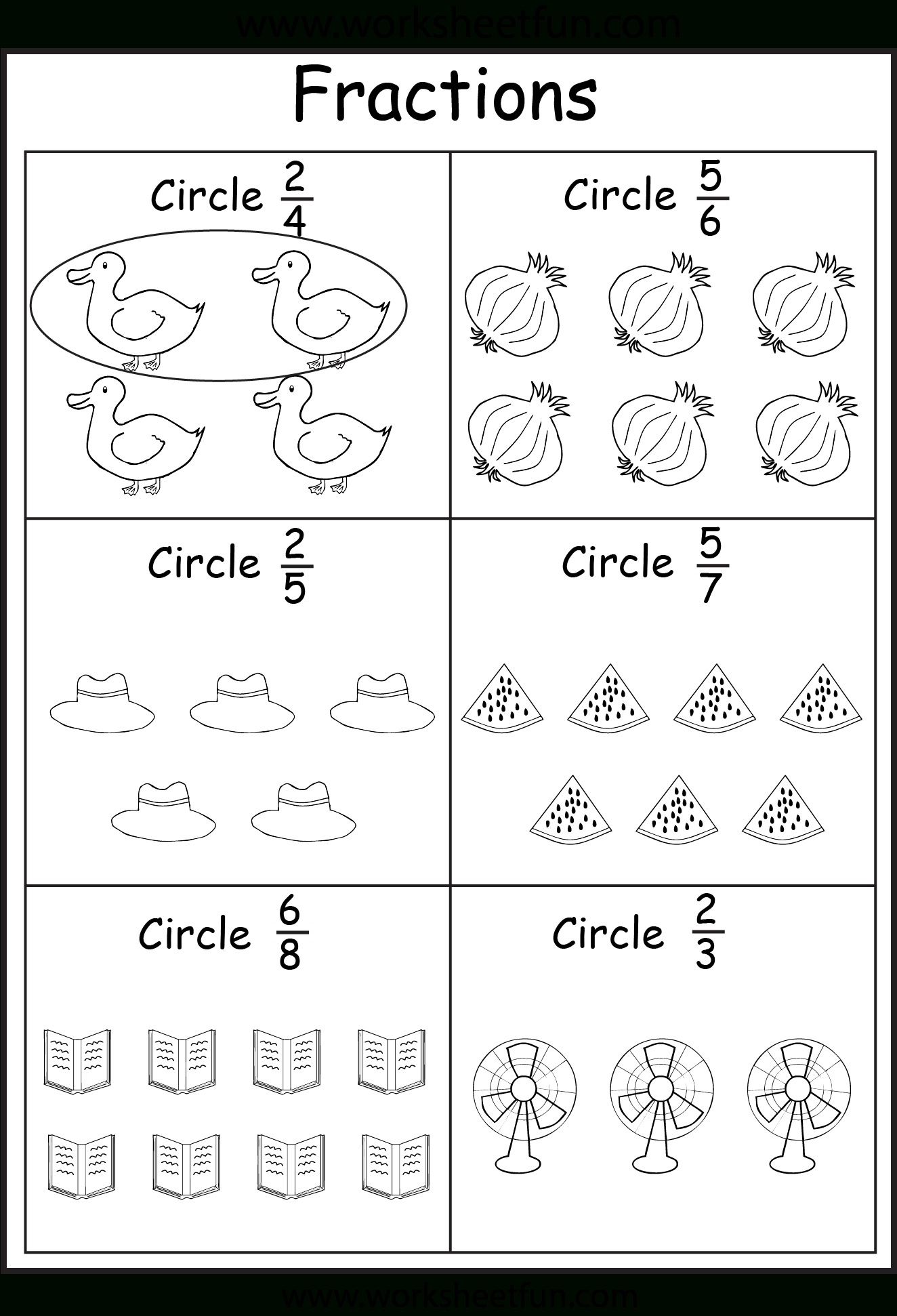 Assessment - Color The Fractions Worksheets | Fractions | Fractions - Free Printable First Grade Fraction Worksheets