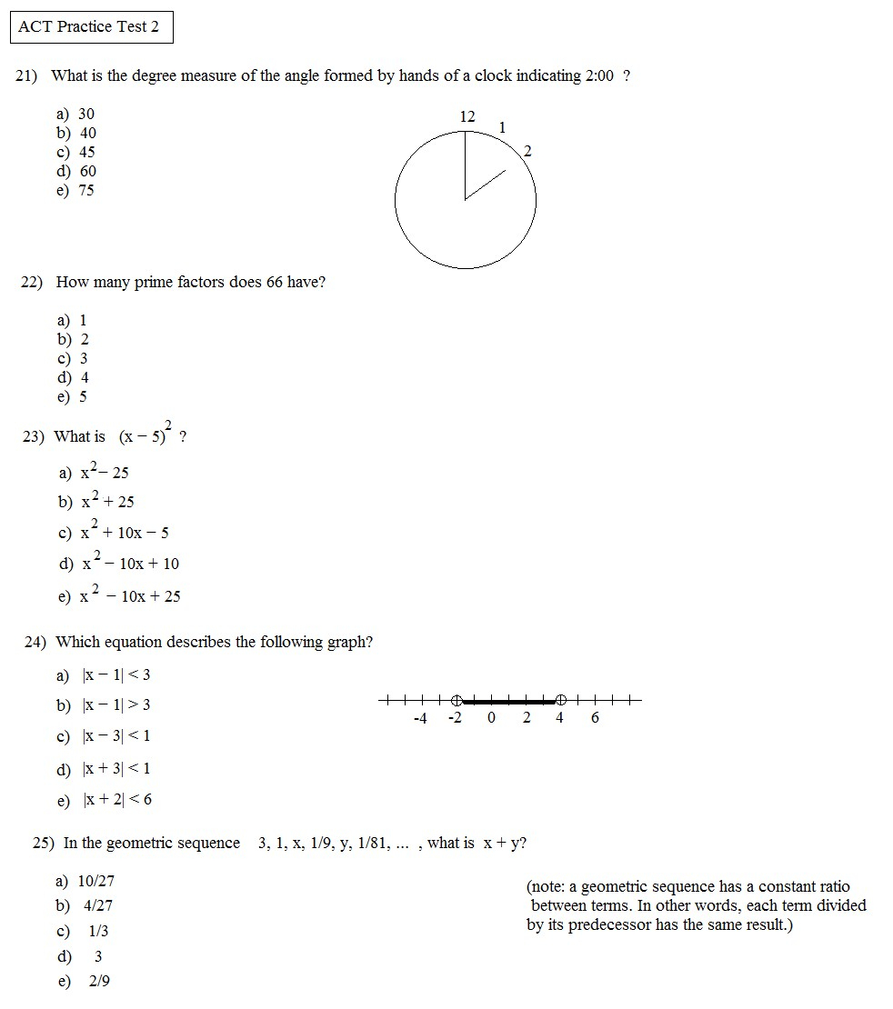 Free Printable Asvab Math Practice Test