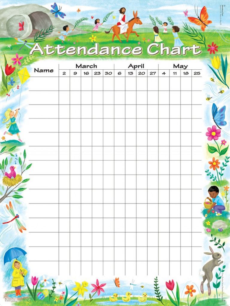 Attendance Chart Childrens Church Attendance Chart Sunday Free
