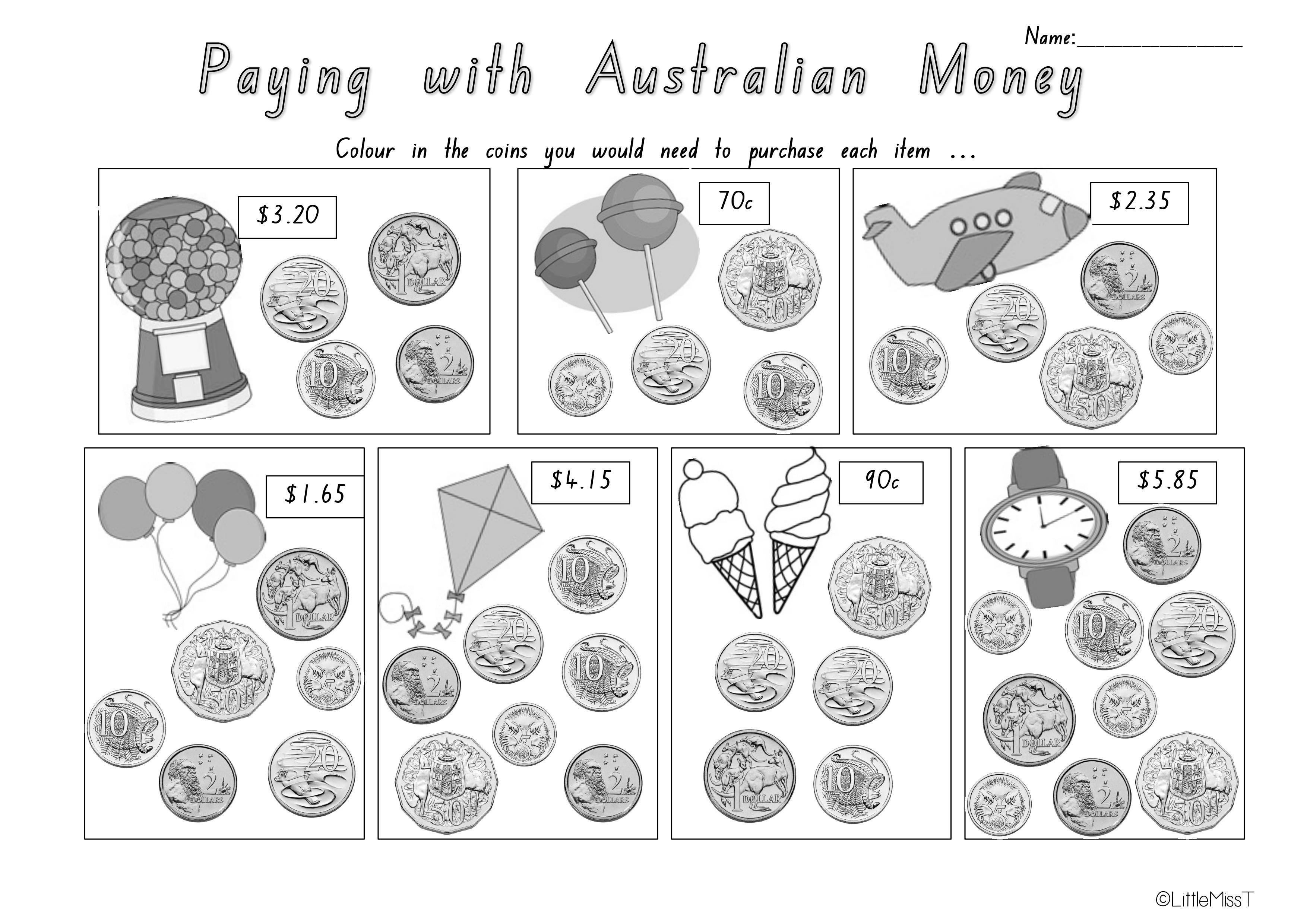 Australian Money Worksheets Teach In A Box Free Printable