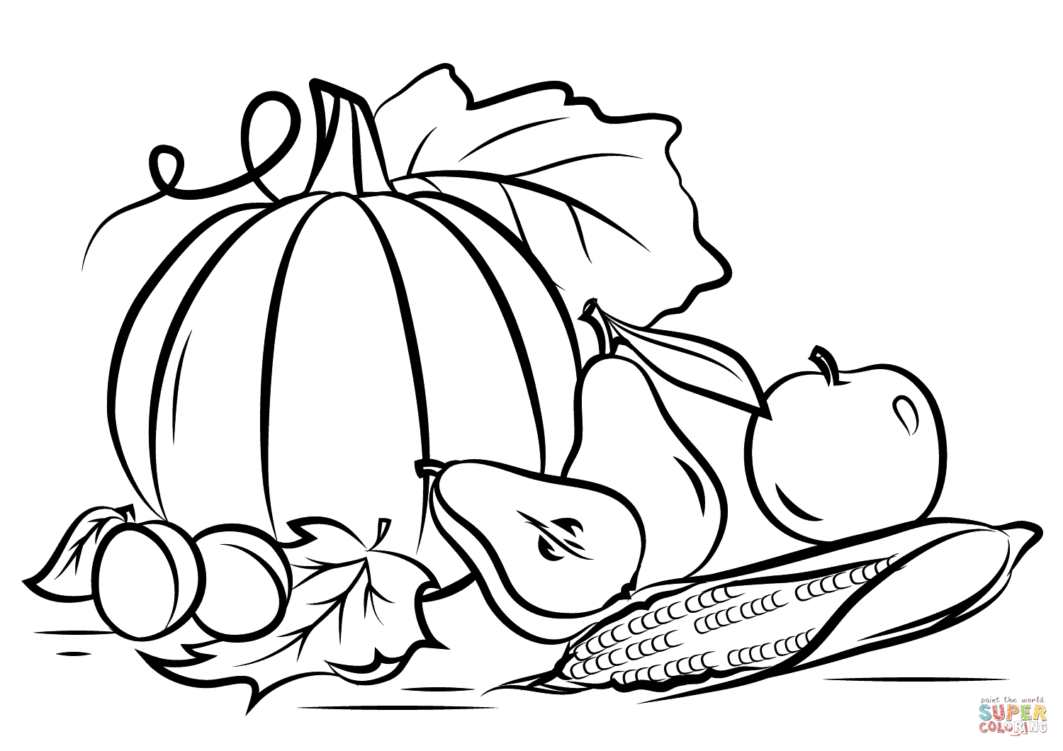 Autumn Harvest Coloring Page | Free Printable Coloring Pages - Free Printable Leaf Coloring Pages