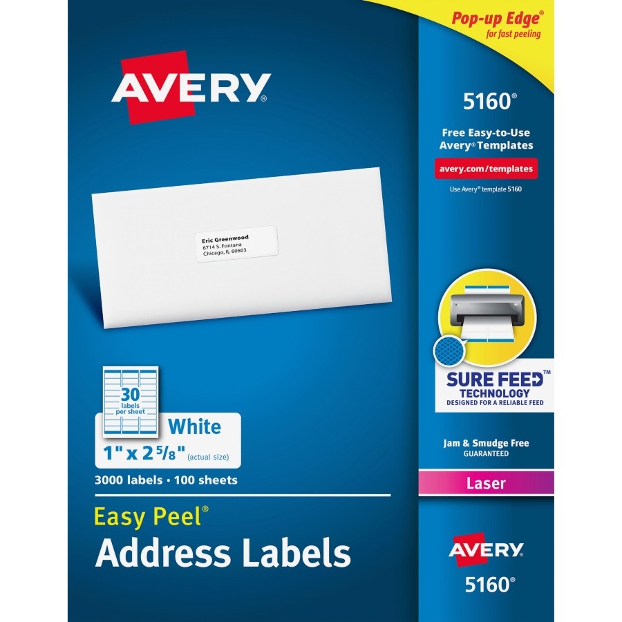 Avery 5160, Avery Address Label, 1&amp;quot;x2.62&amp;quot;, 3000 /bx, Ave5160, Ave - Free Printable Labels Avery 5160
