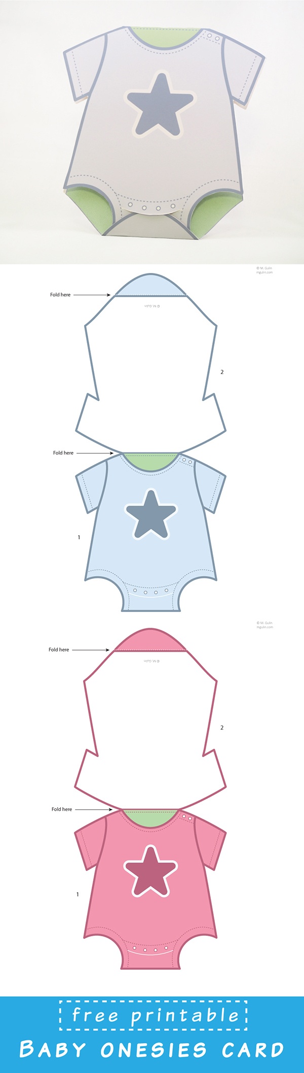 Baby Onesies Cards - M. Gulin - Free Printable Onesie Pattern
