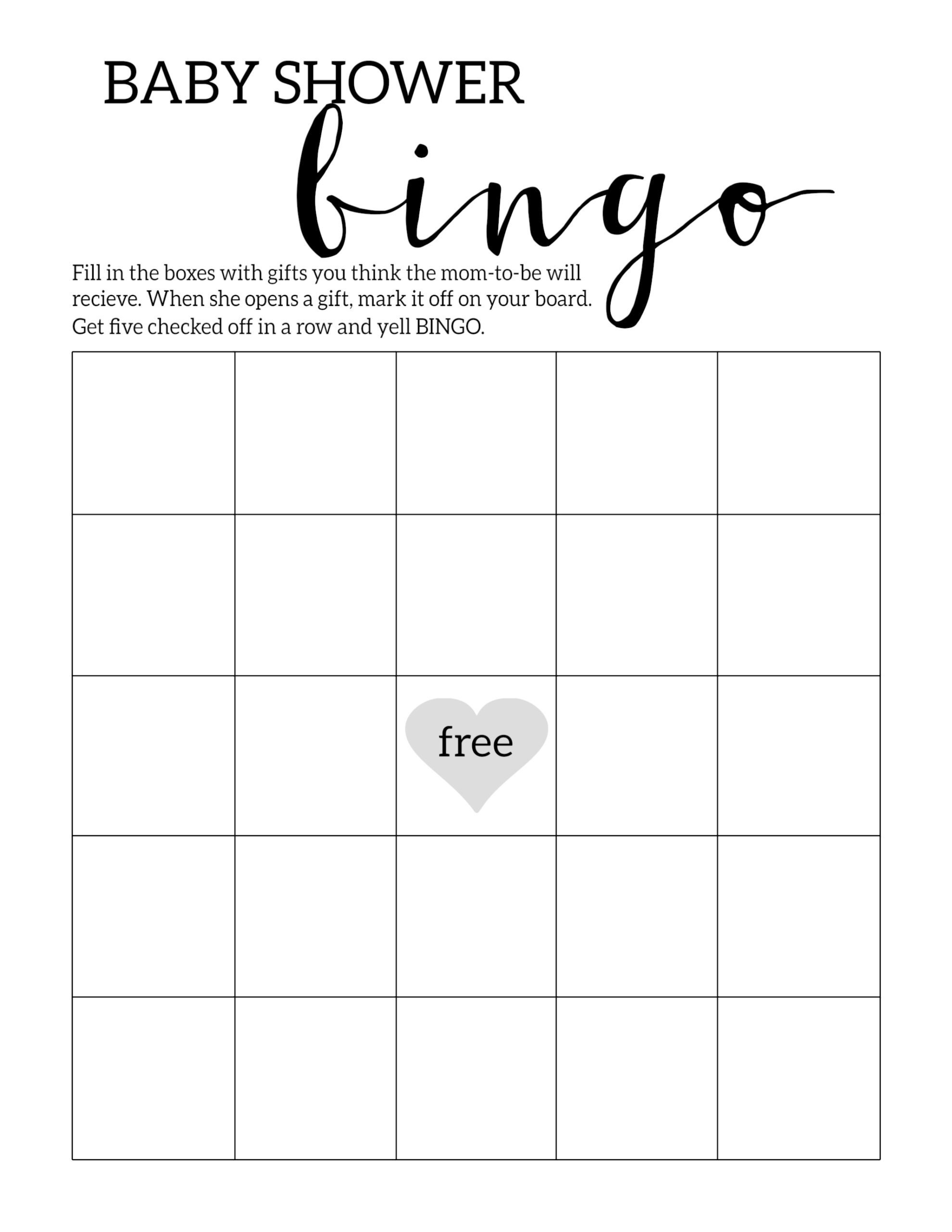 Baby Shower Bingo Printable Cards Template - Paper Trail Design - Free Printable Blank Bingo Cards
