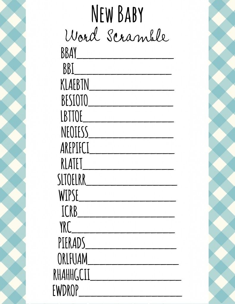 Baby Shower Games Word Scramble | Baby Shower Ideas | Free Baby - Free Printable Baby Shower Word Scramble