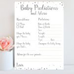 Baby Shower Predictions Card Silver Confetti Baby | Etsy   Baby Prediction And Advice Cards Free Printable