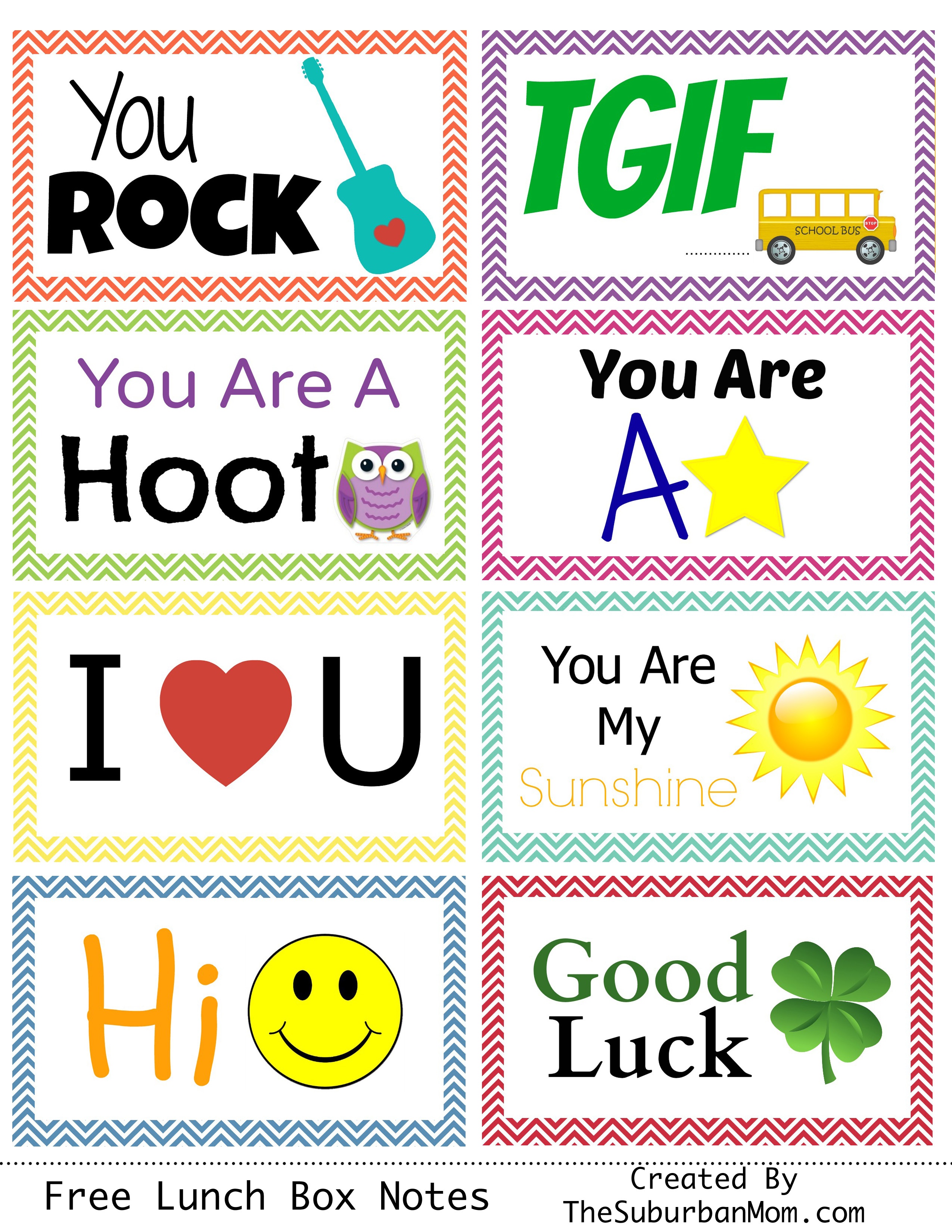 Back To School: Free Printable Lunch Box Notes - Thesuburbanmom - Free Printable School Notes