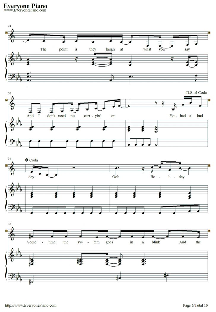 Bad Day Piano Sheet Music Free Printable